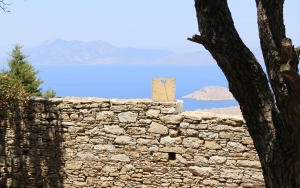 Looking from the monastery courtyard across the channel