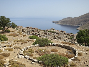 Looking across the deserted village of Ghera, the end of the good path